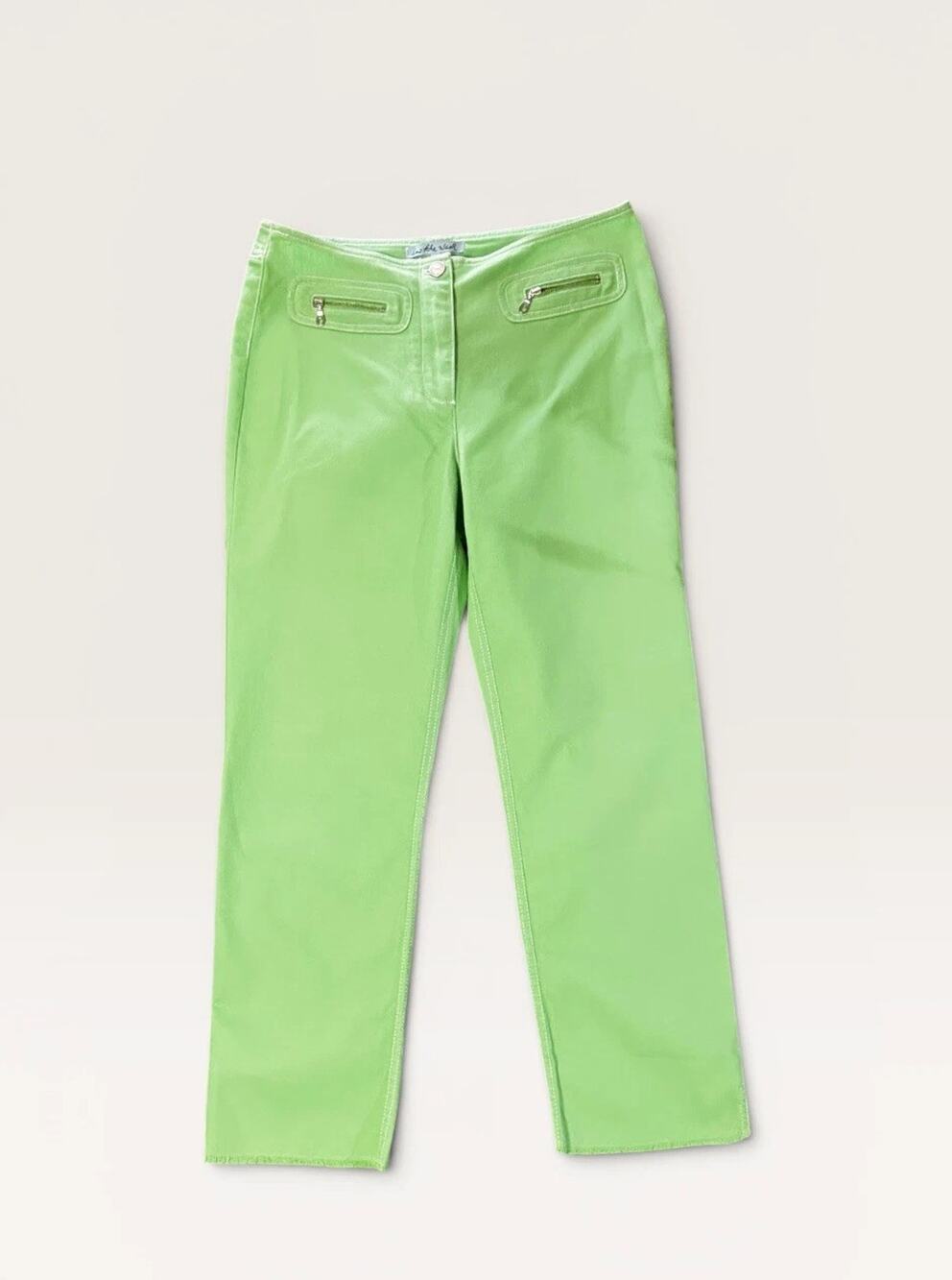 In the Wash Womens Lime Green Capri pants no back pocket flat front size 6